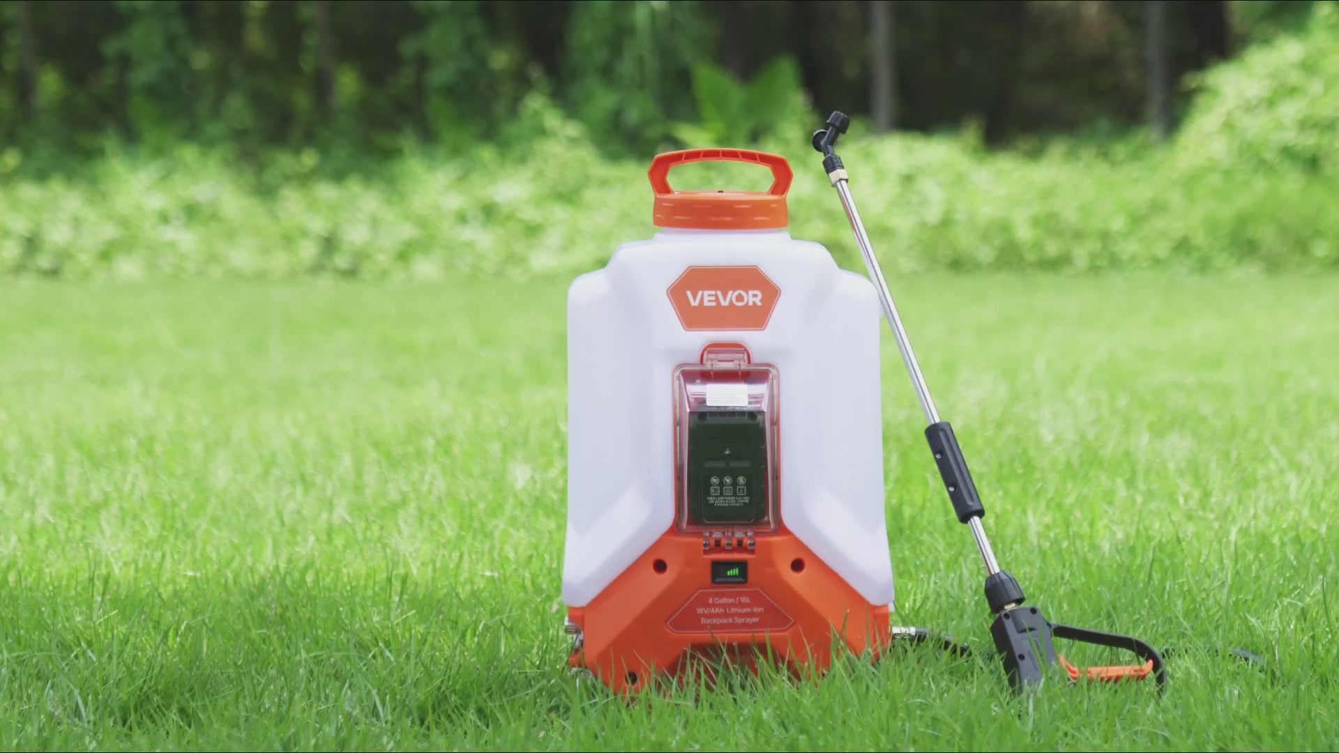 4-Gallon Battery-Powered Backpack Sprayer with Cart, 94 PSI, 12V Battery, 8 Nozzles