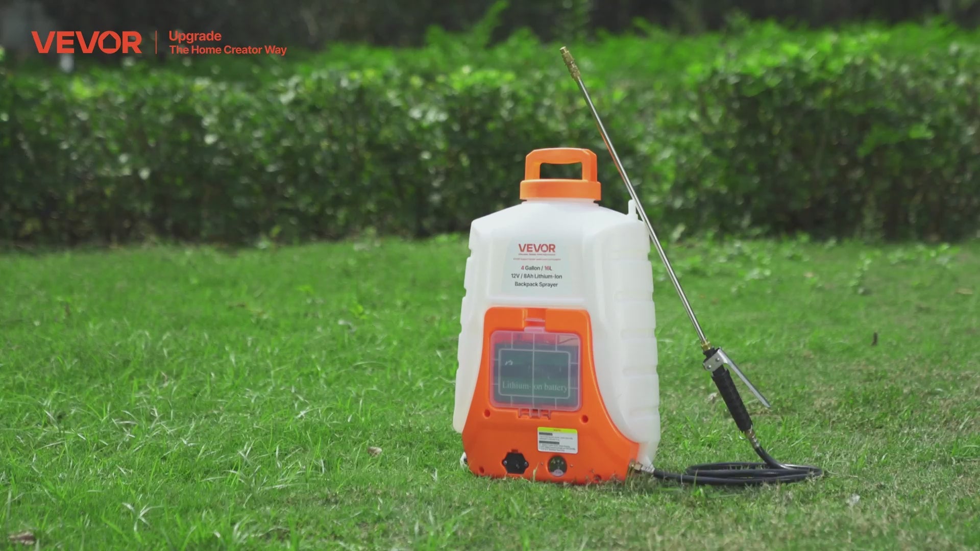 HDPE 5002 4 Gallon Battery Powered Backpack Sprayer, 0-90 PSI Adjustable Pressure, 12V 8Ah Battery, 8 Nozzles