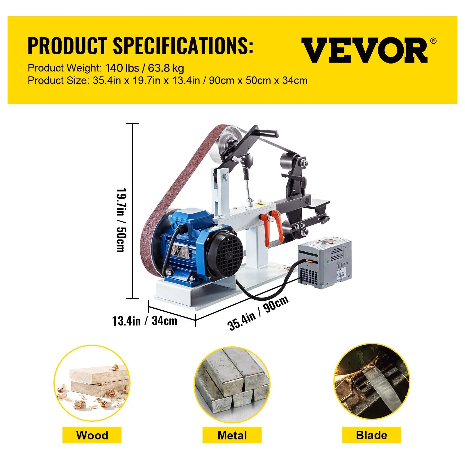 1500W 2HP Variable Speed Belt Grinder Sander, 2" x 82" Metal Belt Grinder with 3-in-1 Grinding System for Knife Making & Metalworking
