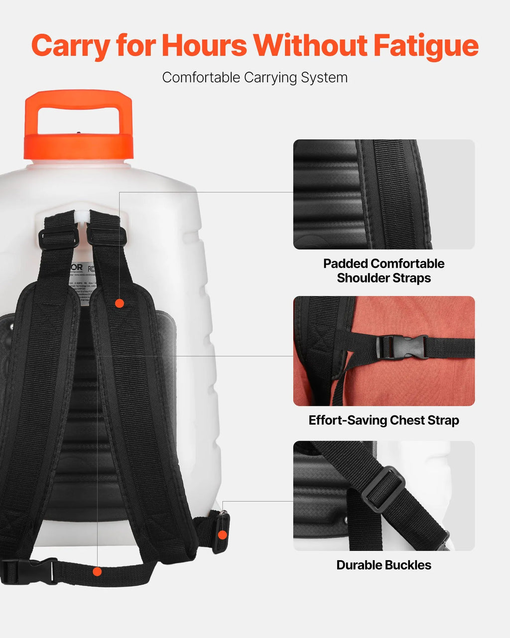 HDPE 5002 4 Gallon Battery Powered Backpack Sprayer, 0-90 PSI Adjustable Pressure, 12V 8Ah Battery, 8 Nozzles