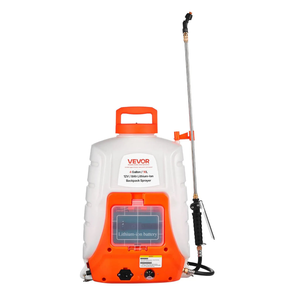 HDPE 5002 4 Gallon Battery Powered Backpack Sprayer, 0-90 PSI Adjustable Pressure, 12V 8Ah Battery, 8 Nozzles