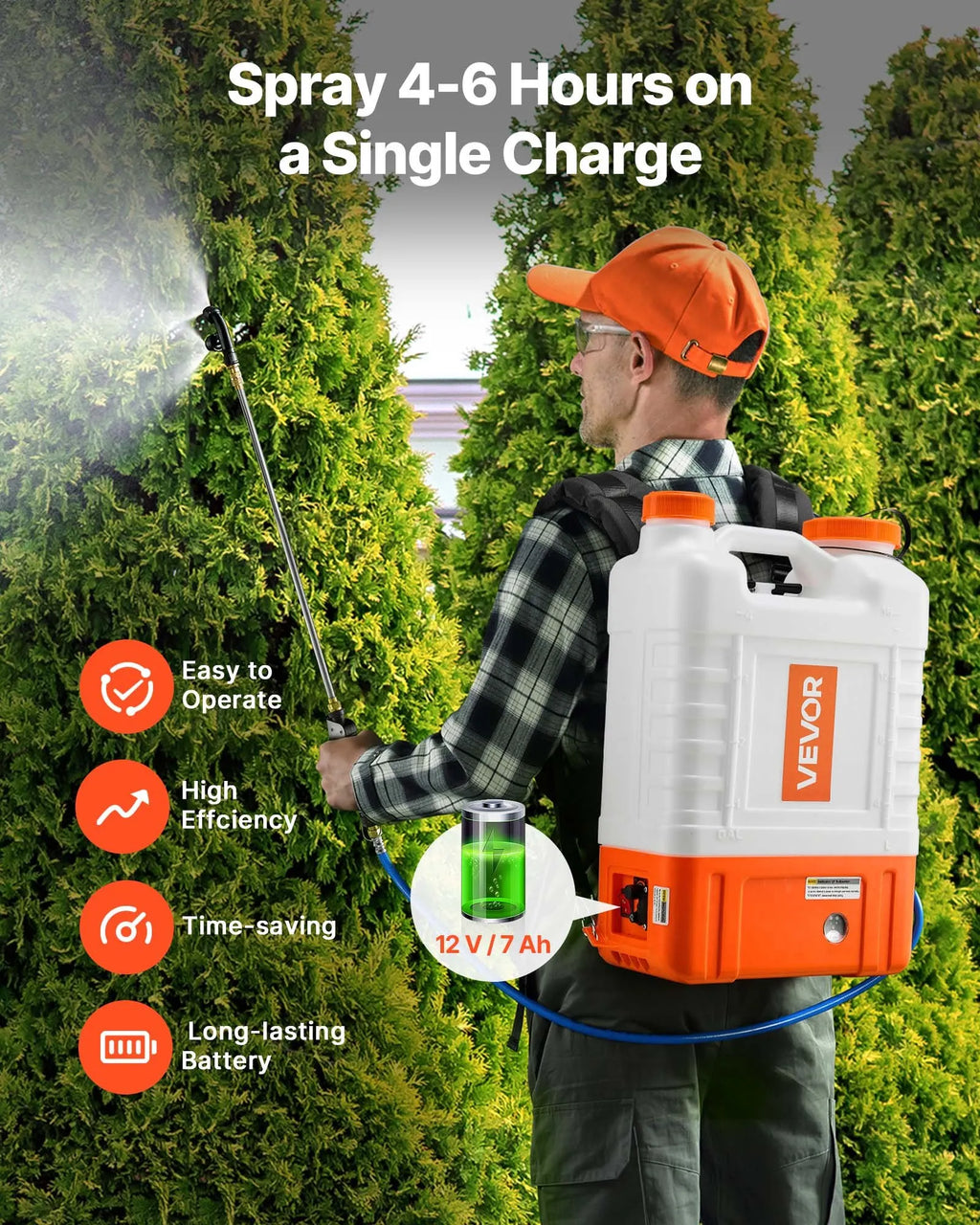4-Gallon Battery-Powered Backpack Sprayer with Cart, 94 PSI, 12V Battery, 8 Nozzles