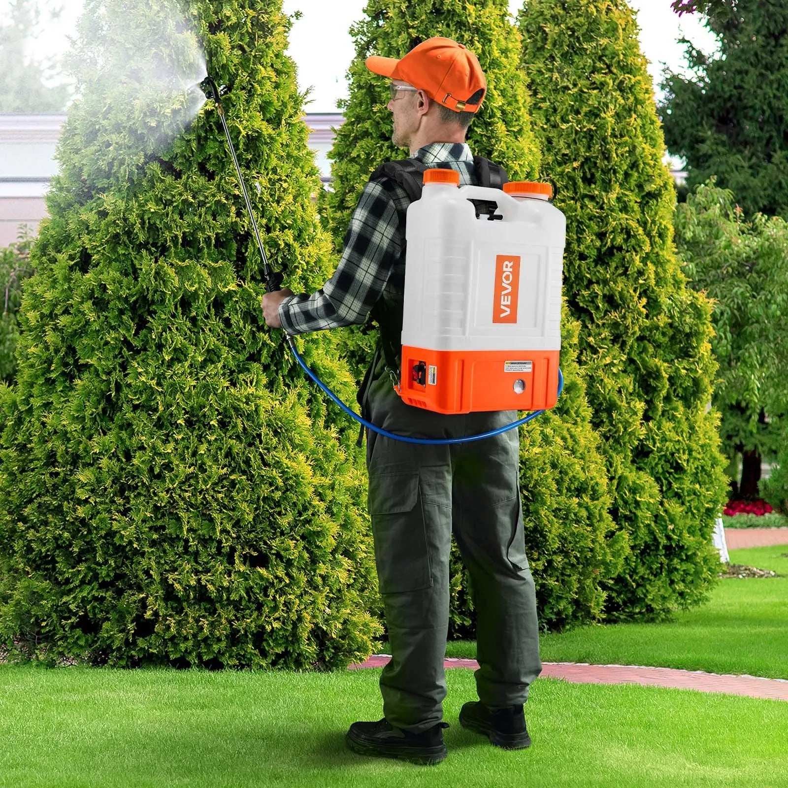 4-Gallon Battery-Powered Backpack Sprayer with Cart, 94 PSI, 12V Battery, 8 Nozzles