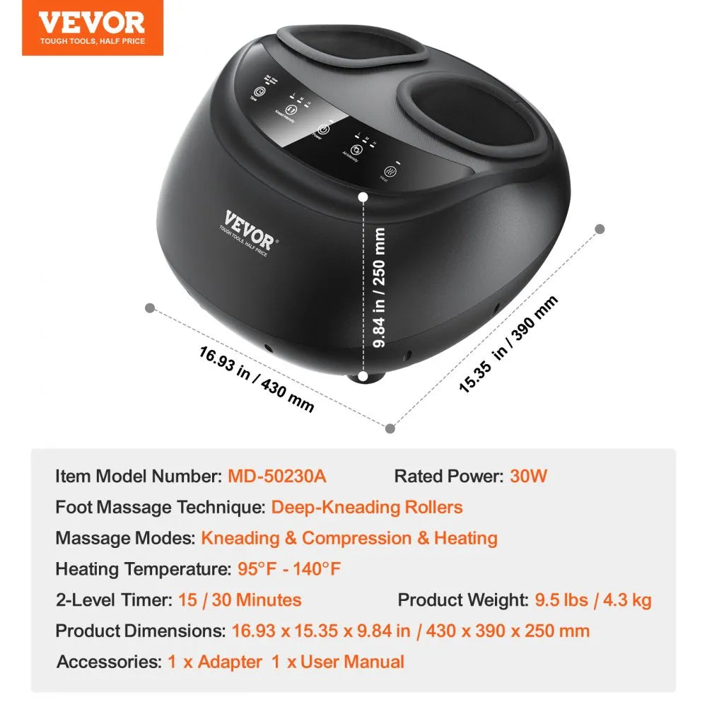 MD-50230A Foot Massager Machine with Heat & Deep Kneading Shiatsu – Fits Up to Men's Size 12