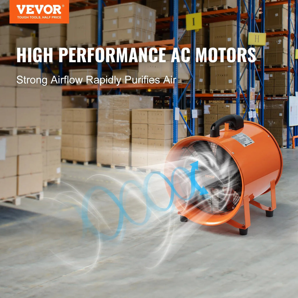 10" Heavy Duty Portable Ventilator Fan with 33ft Duct Hose, 3198 CFM Industrial Exhaust Blower