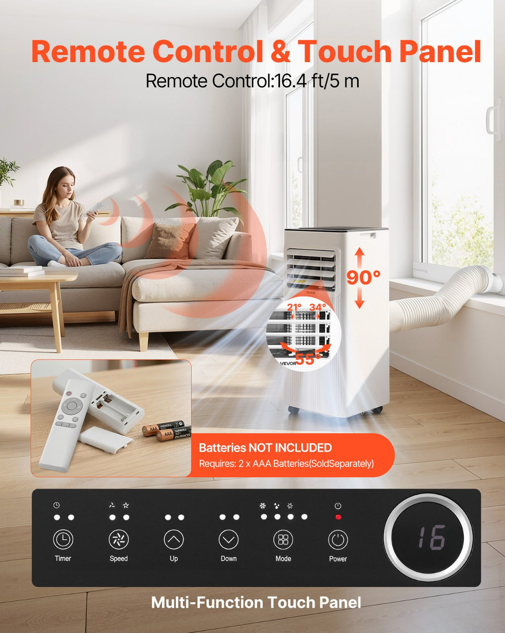 10,000 BTU Portable Air Conditioner, 3-in-1 Cooling Unit with Remote, Timer & Dehumidifier, White