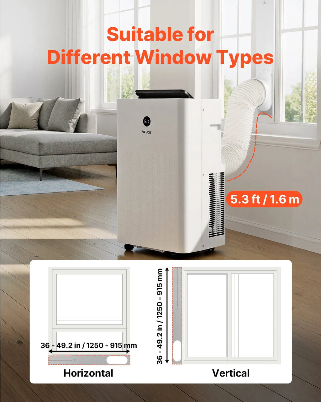 14,000 BTU Portable Air Conditioner & Heater Combo, 5-in-1 AC Unit