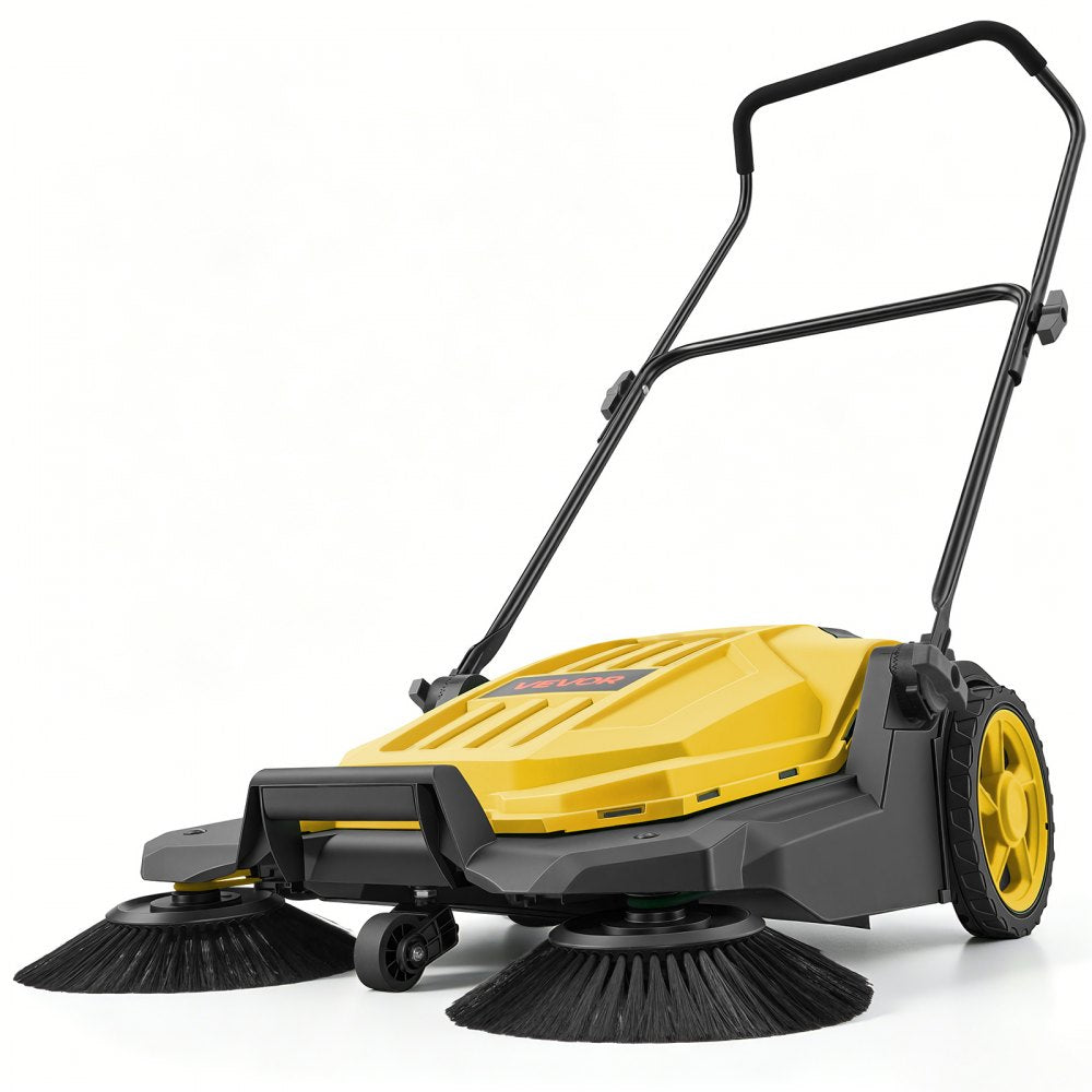 S13-001A Walk-Behind Hand Push Floor Sweeper 25.6" Manual Non-Electric with 5-Gallon Waste Container