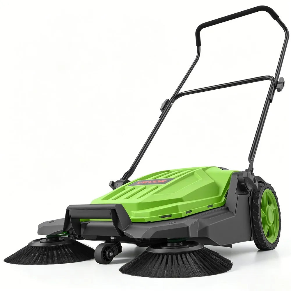 S13-001A Walk-Behind Hand Push Floor Sweeper 25.6" Manual Non-Electric with 5-Gallon Waste Container