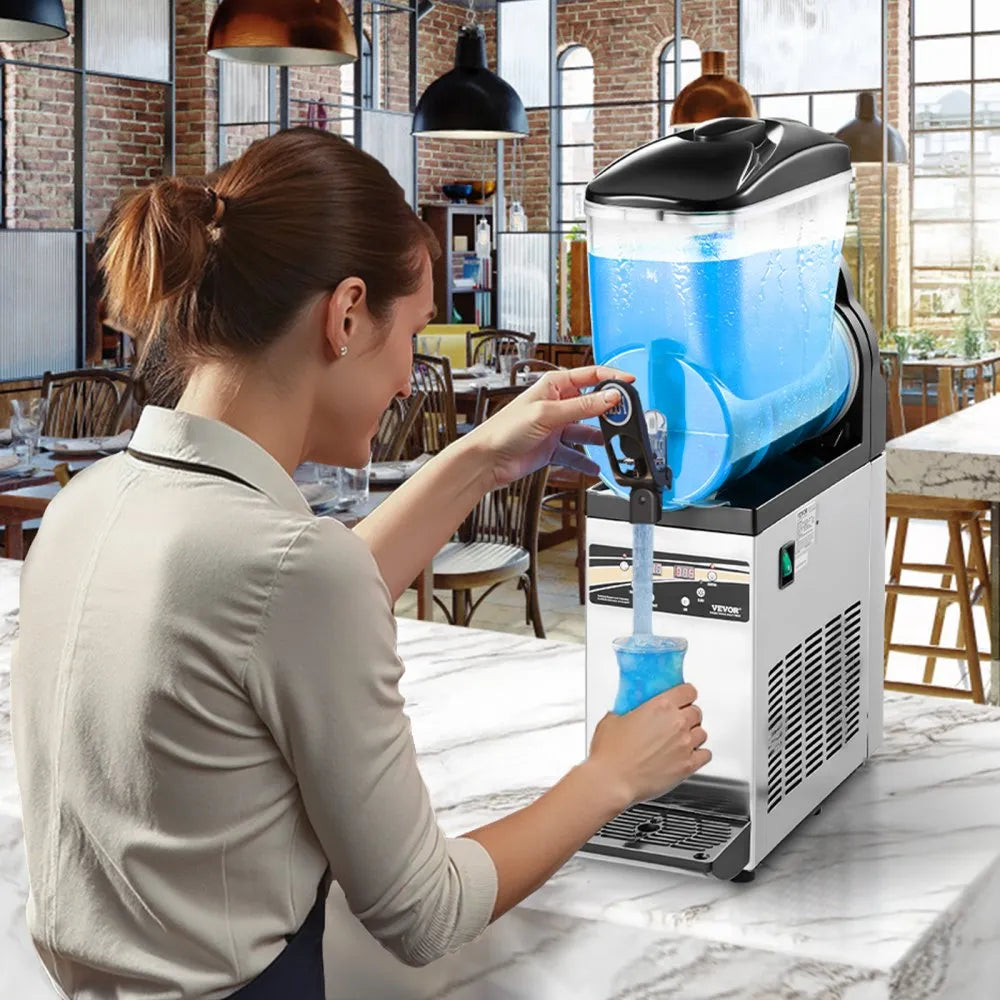 X-150 Commercial Frozen Drink Maker 15L Single Tank Slushy Machine – Stainless Steel Margarita & Smoothie Maker (60 Cups)