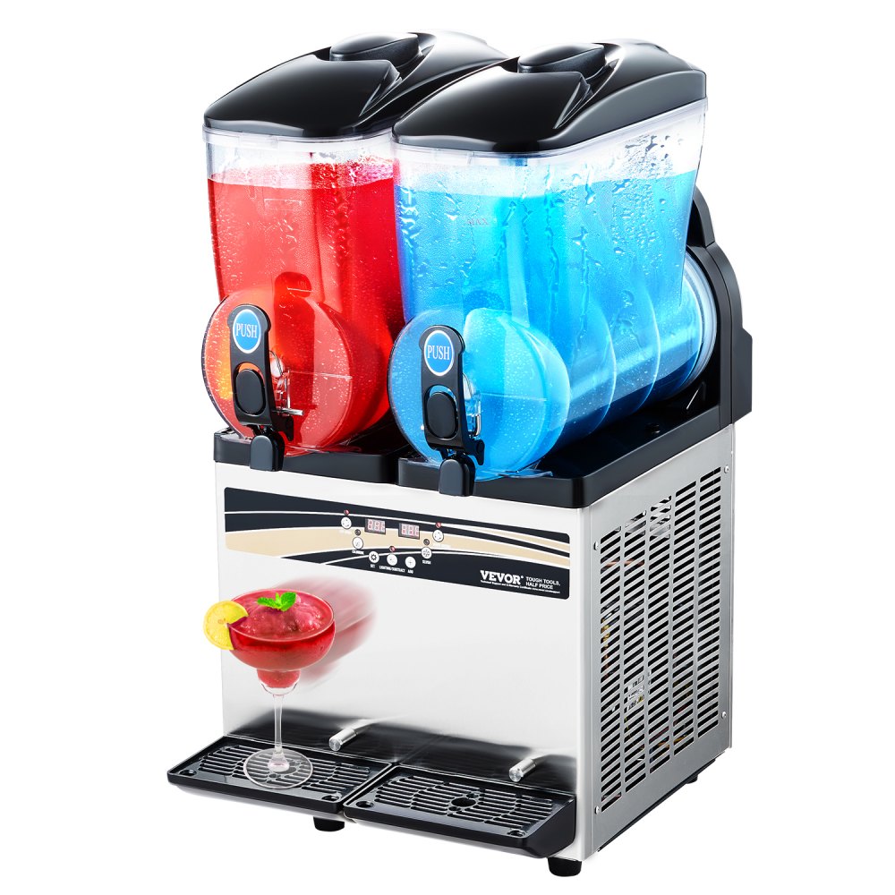 X-300 Commercial Frozen Drink Maker 30L (15L x 2) Double Tank Slushy Machine - Stainless Steel, 120 Cups
