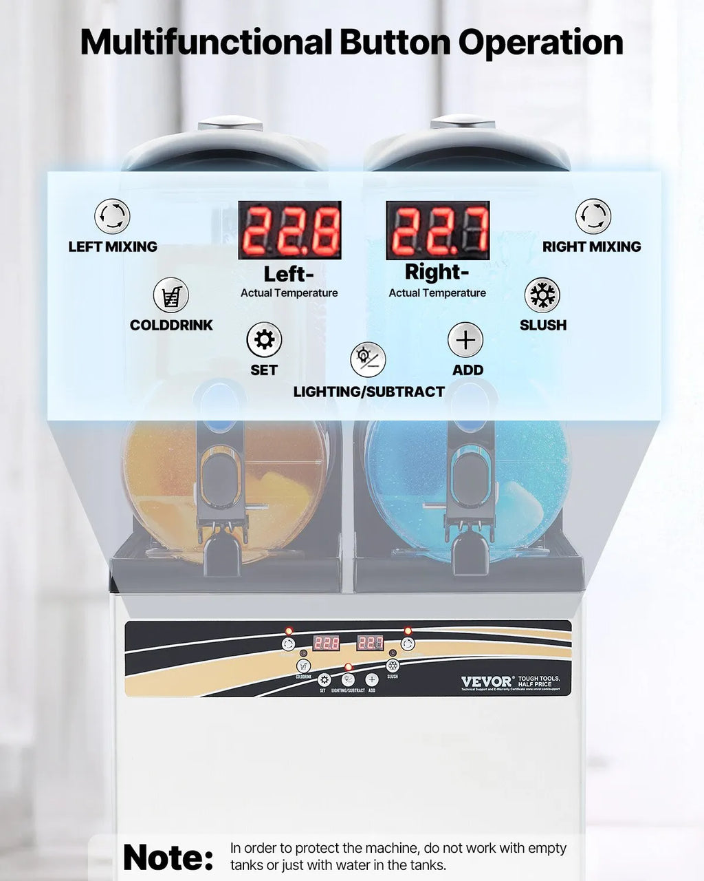 X-300 Commercial Frozen Drink Maker 30L (15L x 2) Double Tank Slushy Machine - Stainless Steel, 120 Cups