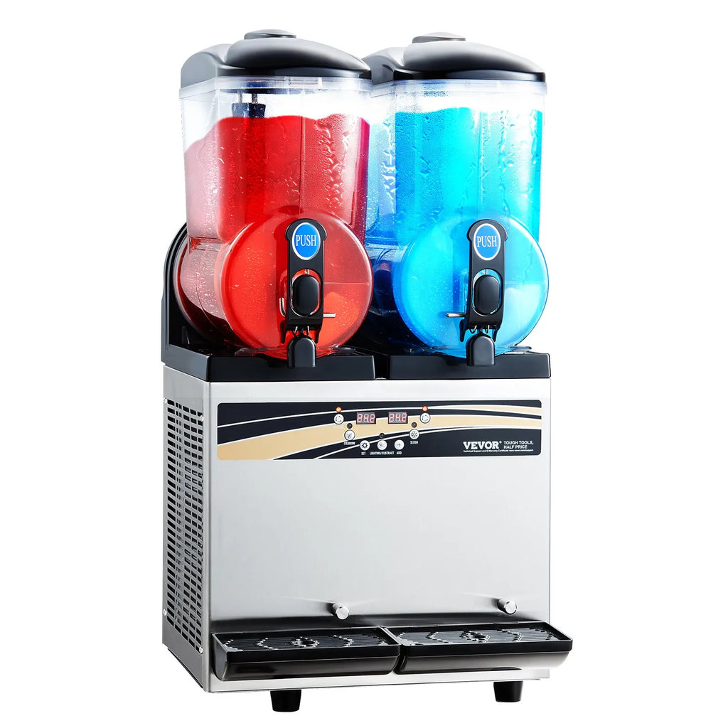 X-300 Commercial Frozen Drink Maker 30L (15L x 2) Double Tank Slushy Machine - Stainless Steel, 120 Cups