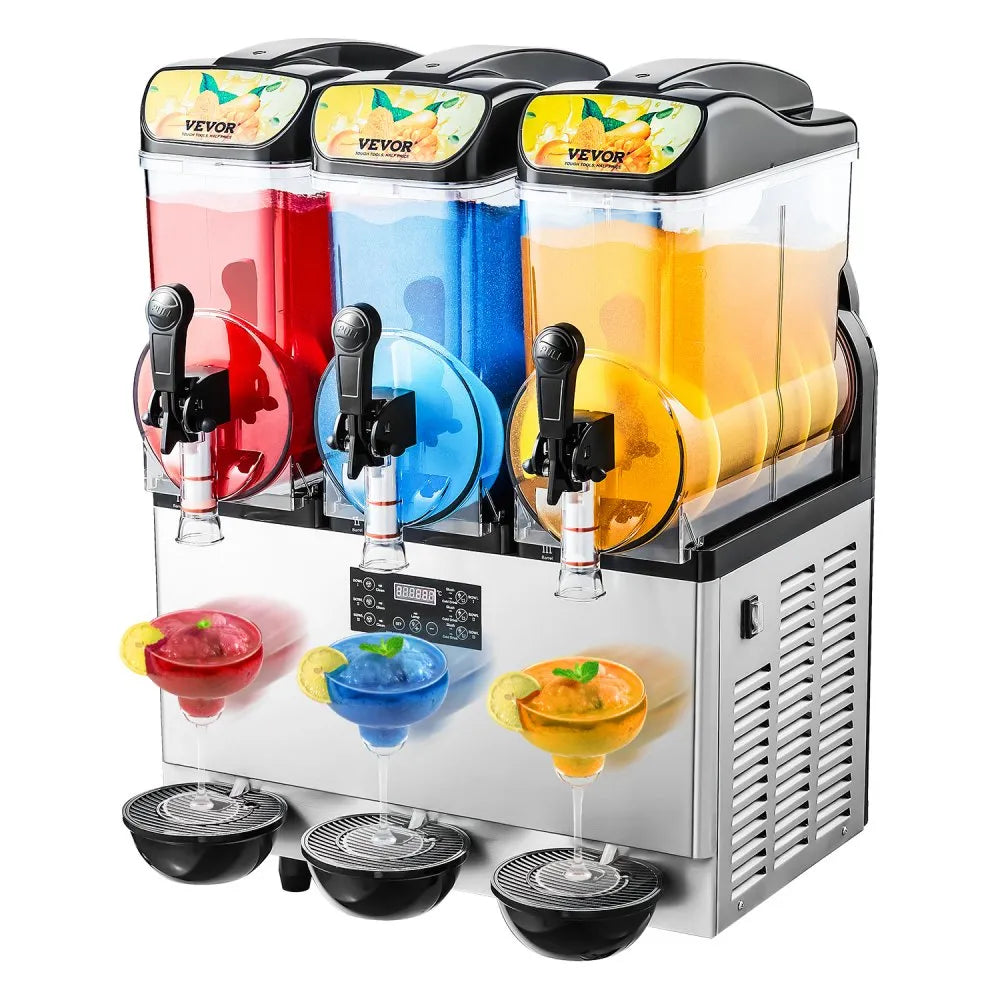 RLC15×3 Commercial Triple Tank Slushy Machine – 15L x 3 Frozen Drink Maker, Stainless Steel
