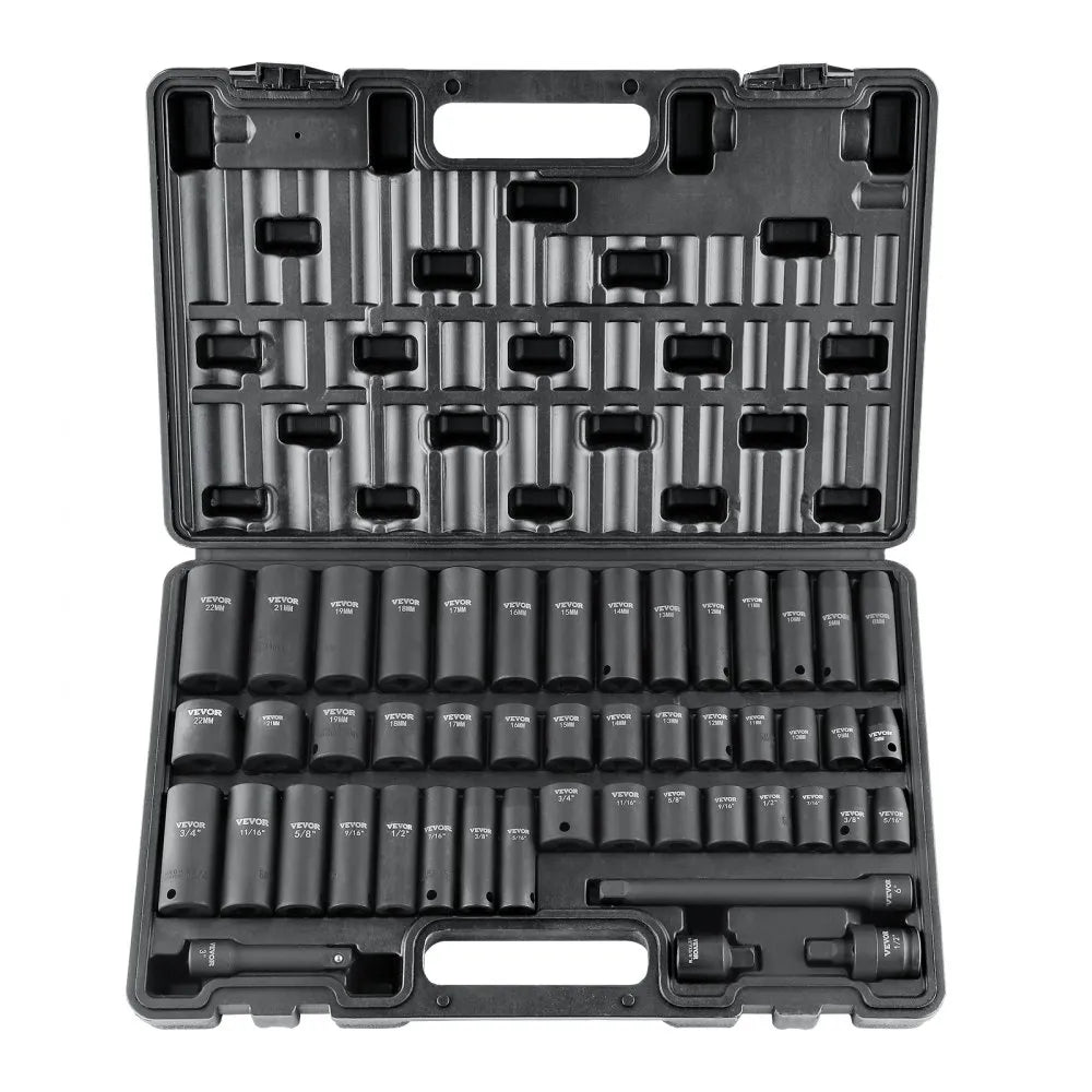 SS38306548 48-Piece 3/8" Drive Impact Socket Set SAE & Metric Cr-V Steel