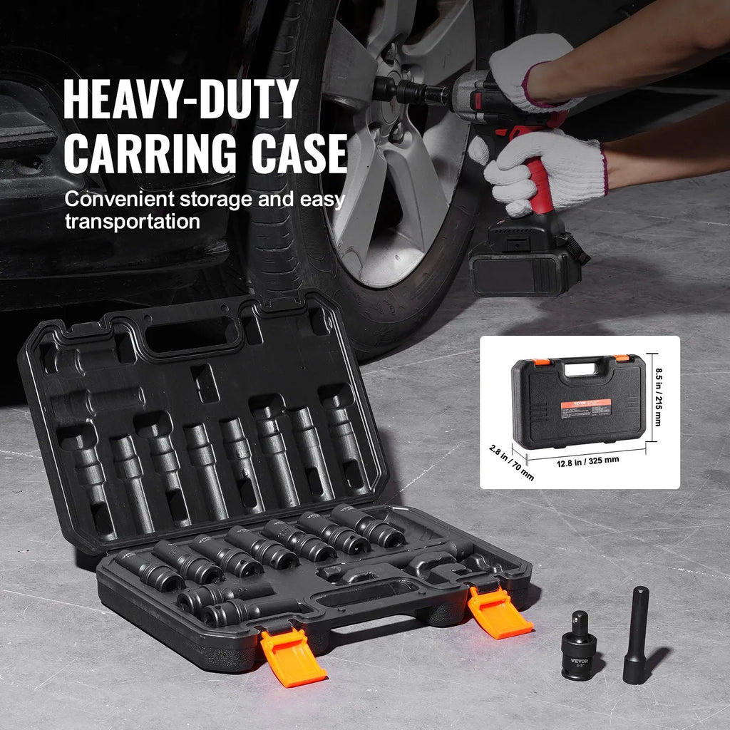 SX38MUN1400 14PCS 3/8" Drive Universal Impact Socket Set, Metric 10-19mm