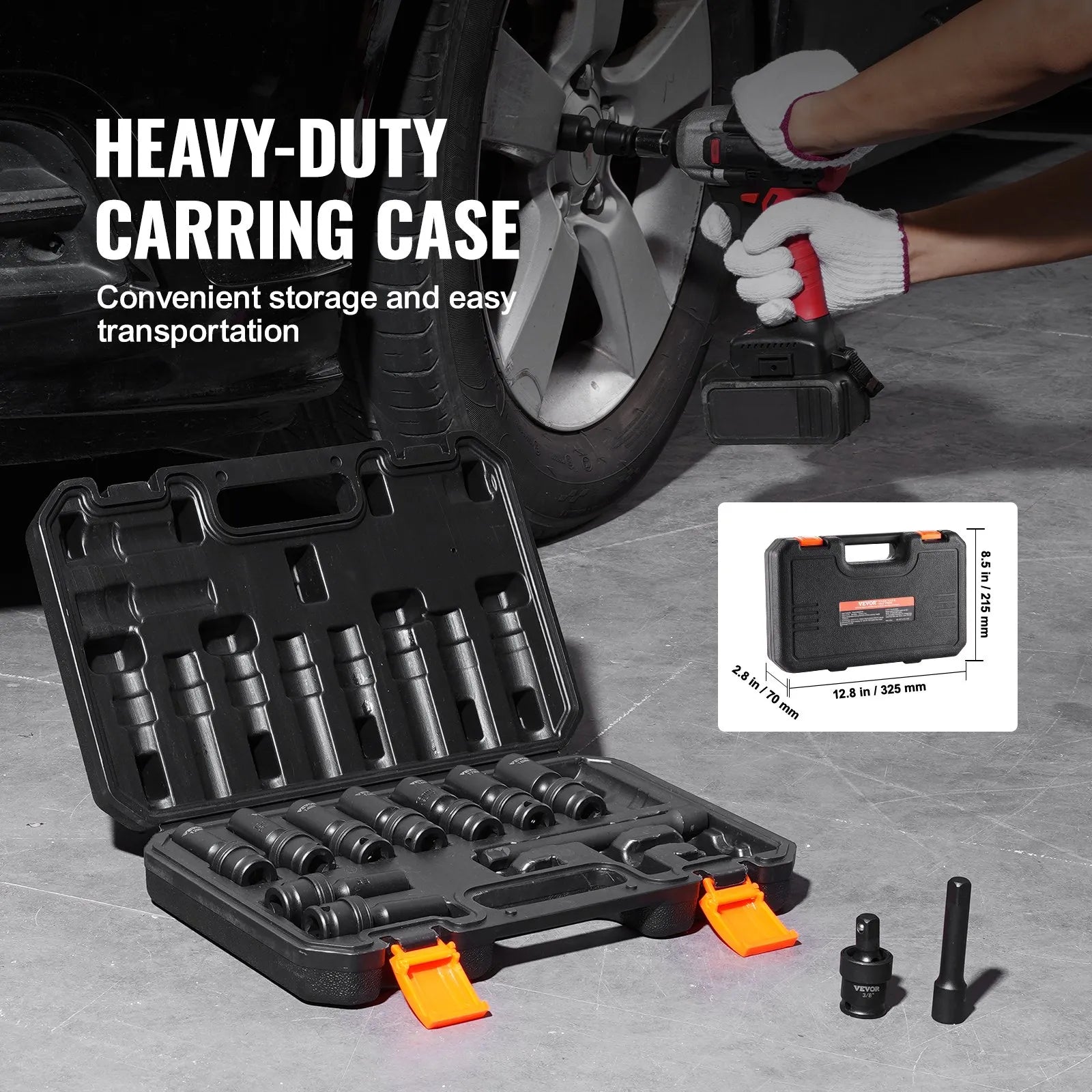 SX38MUN1400 14PCS 3/8" Drive Universal Impact Socket Set, Metric 10-19mm