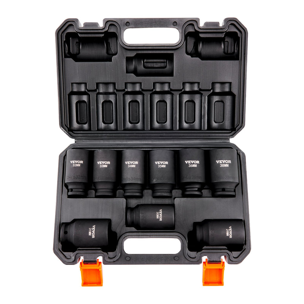 SS217809A 9-Piece 1/2" Drive Deep Impact Socket Set, Metric 29-38mm, Cr-Mo Steel