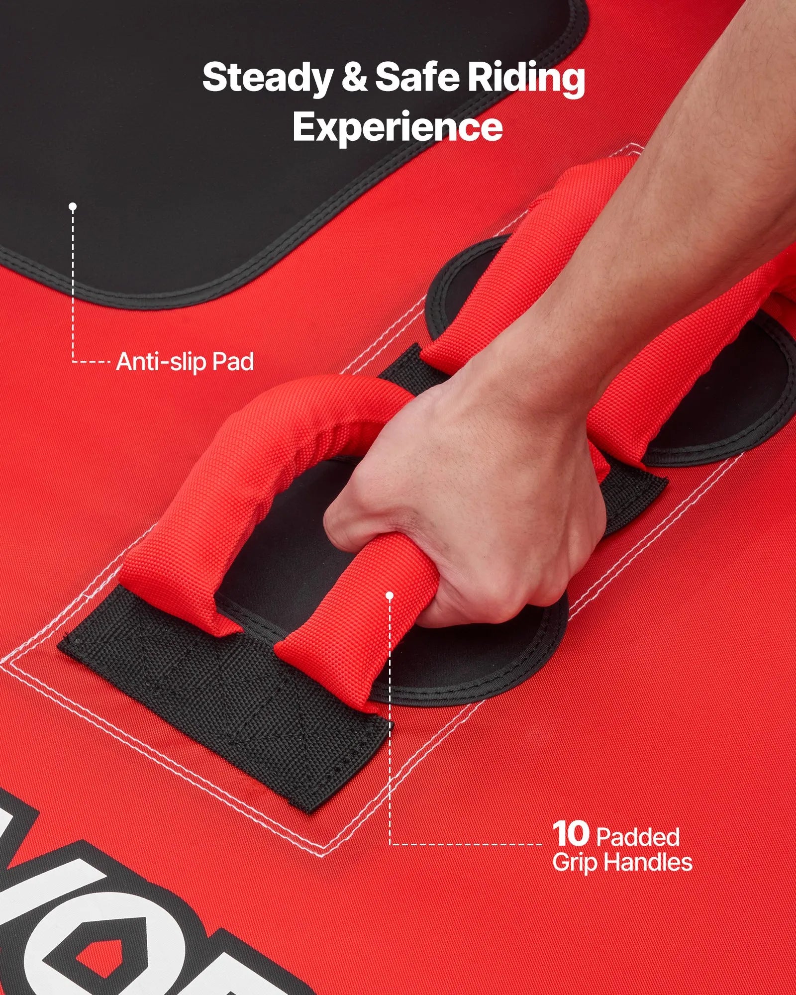 SS-1018 2-Person Towable Boat Tube Inflatable Water Sports Tube with Nylon Cover & Dual Tow Points