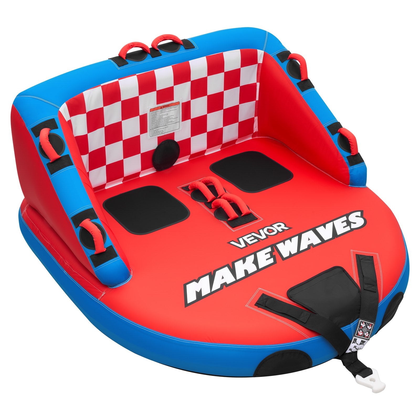 SS-1018 2-Person Towable Boat Tube Inflatable Water Sports Tube with Nylon Cover & Dual Tow Points