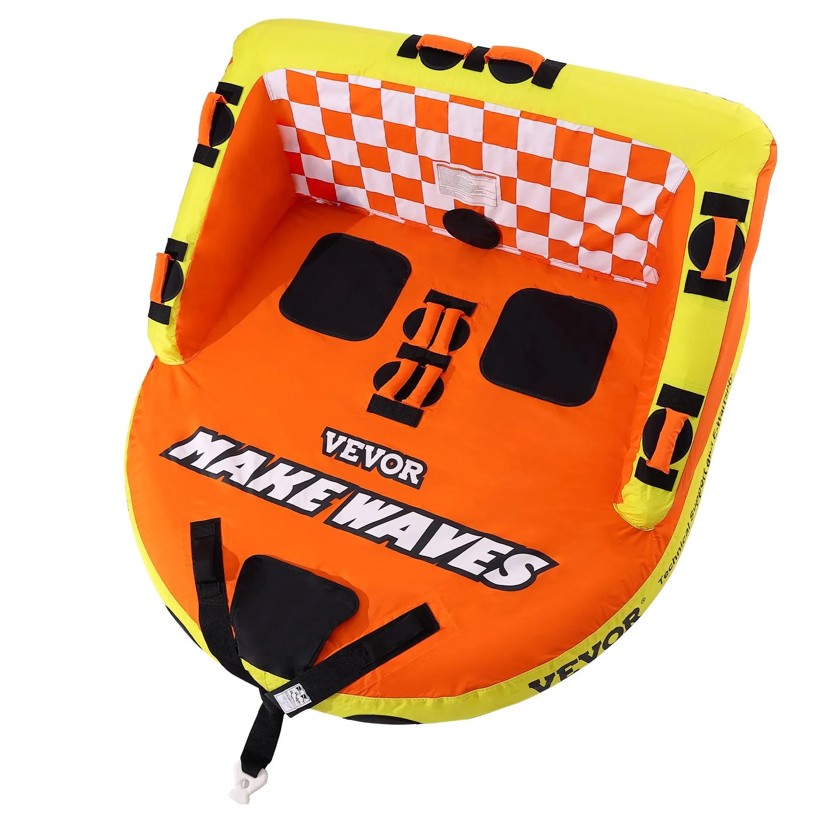 SS-1001 2-Person Towable Boat Tube with Backrest, 340 lb Capacity, Nylon Covered Inflatable Water Tube