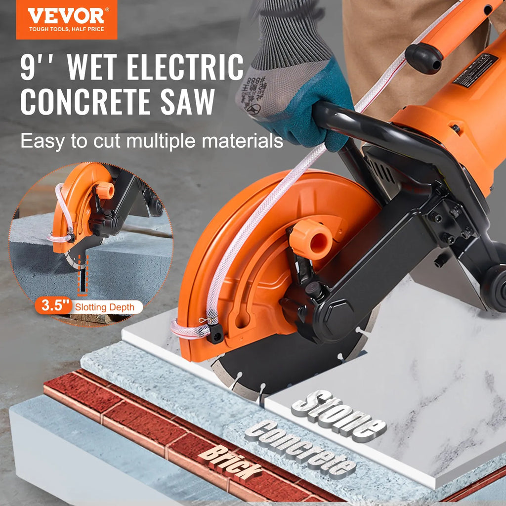 DC305 12 in Electric Concrete Saw, 1800W Wet Cutting Circular Saw with 4.5 in Max Cutting Depth, 5300 RPM, Water Feed System for Concrete, Stone & Brick