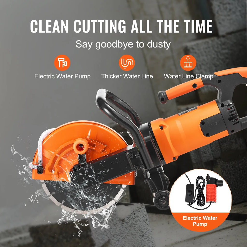 DC305 12 in Electric Concrete Saw, 1800W Wet Cutting Circular Saw with 4.5 in Max Cutting Depth, 5300 RPM, Water Feed System for Concrete, Stone & Brick