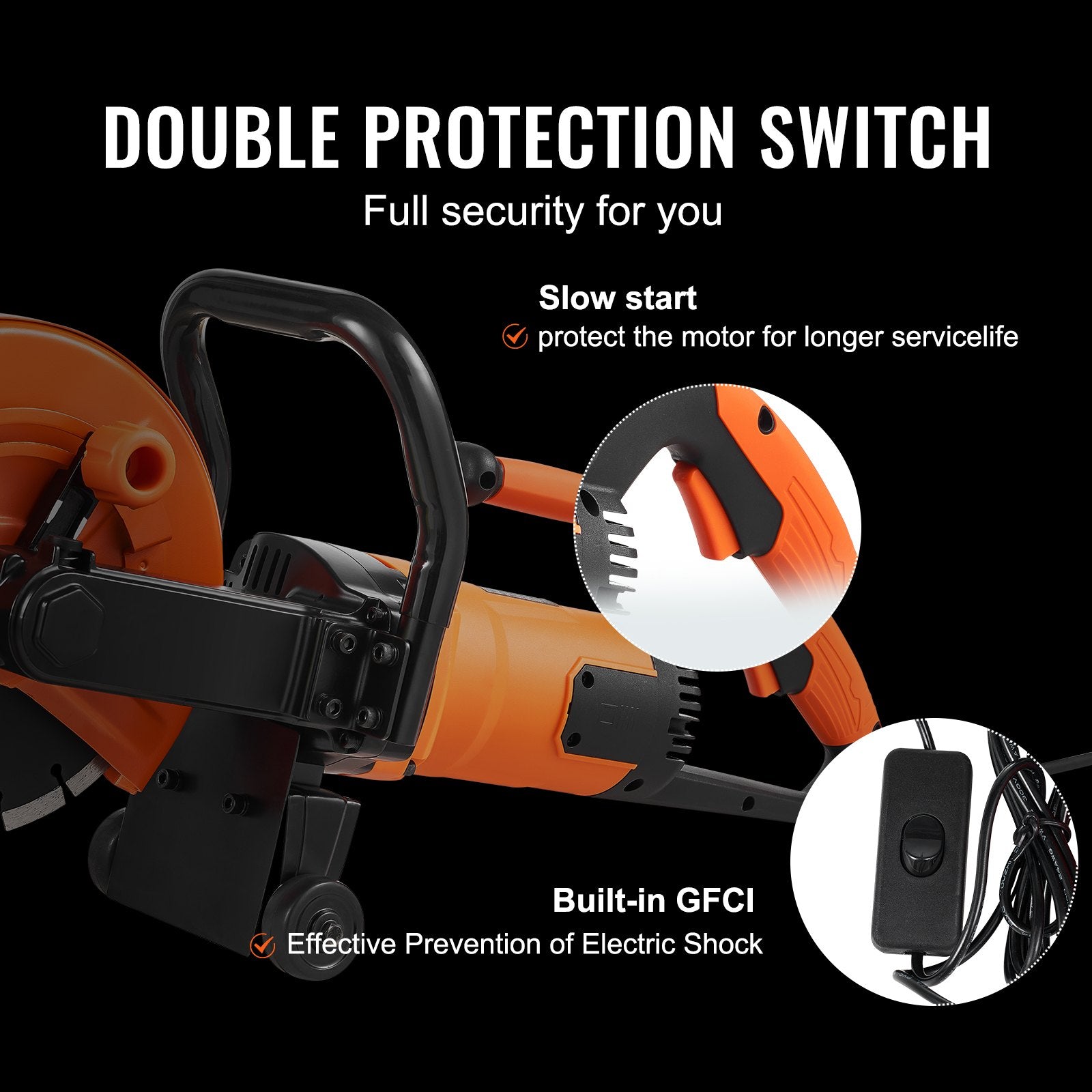 DC235 9" Electric Concrete Saw 1800W Wet/Dry Circular Concrete Cutter with 3.5" Cutting Depth