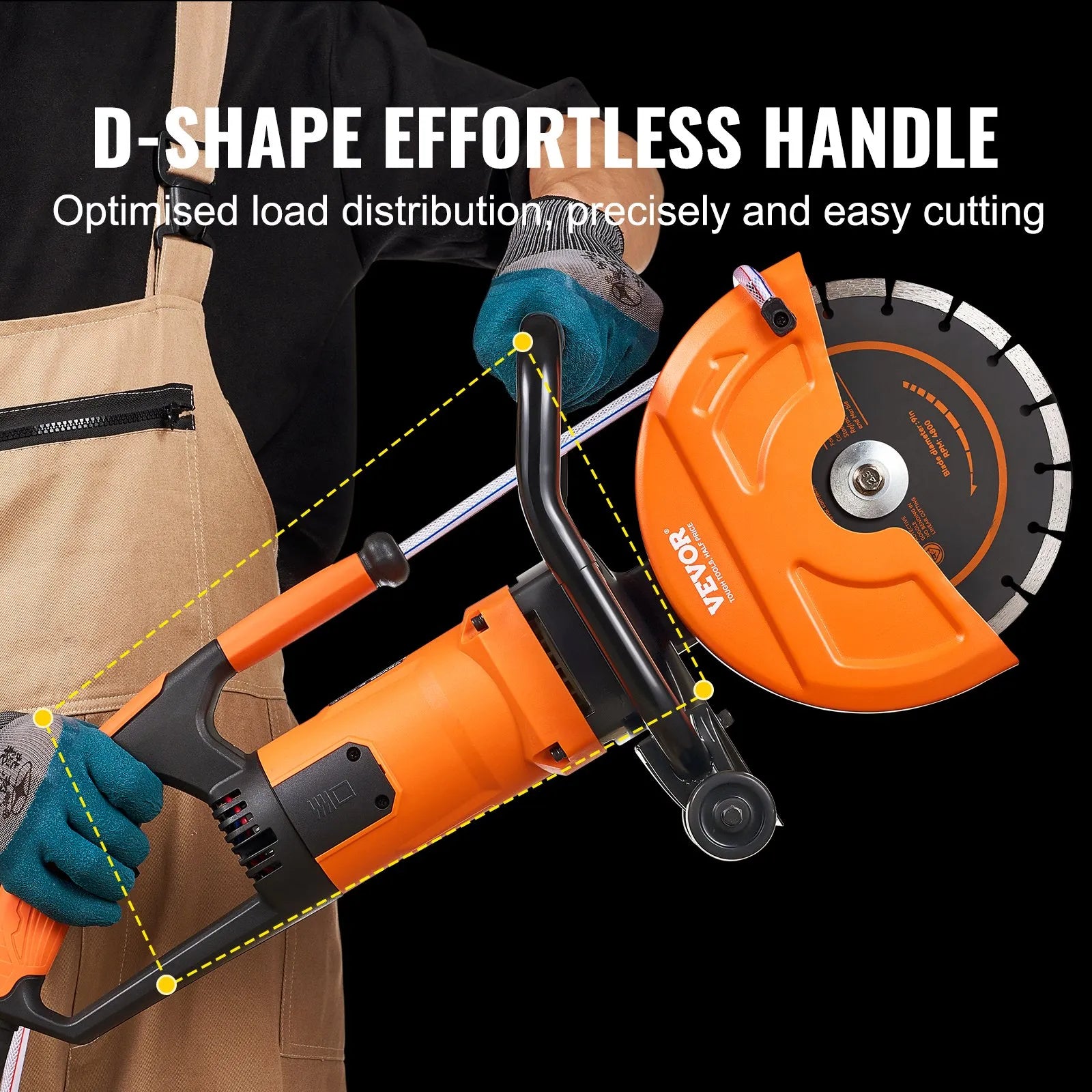 DC305 12 in Electric Concrete Saw, 1800W Wet Cutting Circular Saw with 4.5 in Max Cutting Depth, 5300 RPM, Water Feed System for Concrete, Stone & Brick