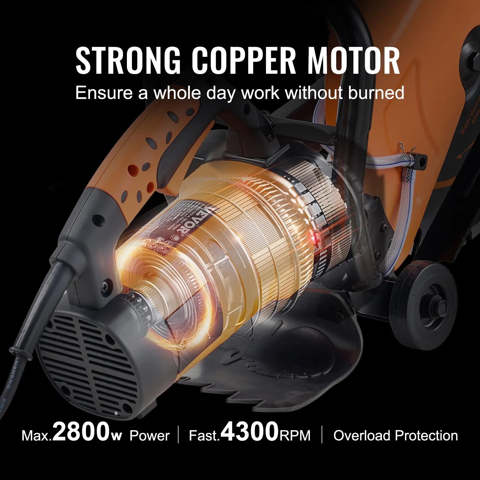 DC425 16 in Electric Concrete Saw 3200W Wet Cut Circular Concrete Cutter with 6 in Cutting Depth