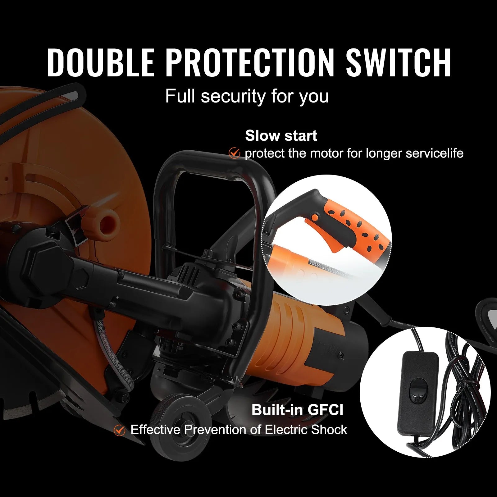 DC355 14-Inch Electric Concrete Saw, 2600W Wet Cut Circular Concrete Cutter with 5-Inch Cutting Depth, Water Line, Pump & Diamond Blade for Concrete, Stone & Brick