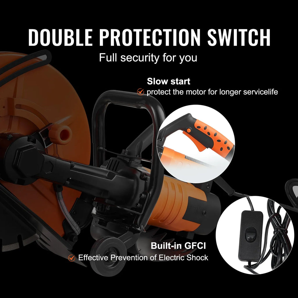 DC425 16 in Electric Concrete Saw 3200W Wet Cut Circular Concrete Cutter with 6 in Cutting Depth