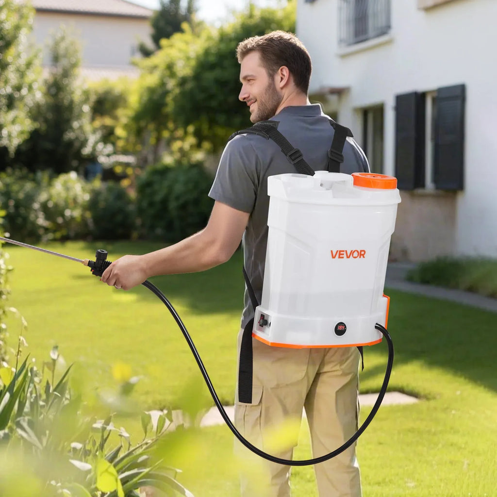 XF-16M15A-US 4 Gallon Battery-Powered Backpack Sprayer, 90 PSI Adjustable, 8 Nozzles
