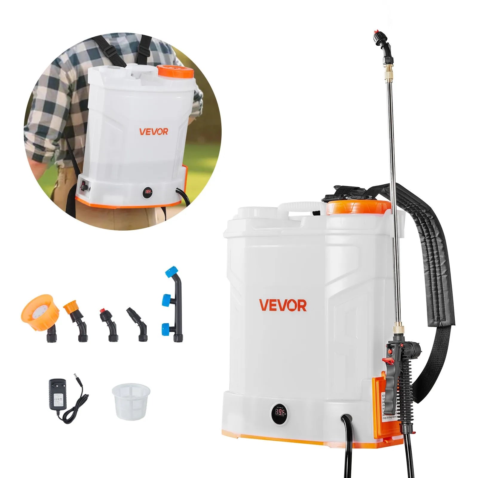 XF-12M27-US 18V Battery Powered Backpack Sprayer, 3.2 Gal (12L), 0-90 PSI Adjustable, 2-Hour Runtime, 5 Nozzles