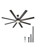FR25049L-72"MBK 72" Modern Ceiling Fan with LED Light, 6-Speed Remote Control, Reversible DC Motor, 8 Aluminum Blades, Black