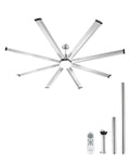 FR25049L-84"BN 84" Ceiling Fan with LED Light, 8 Aluminum Blades, 6-Speed DC Motor, Remote Control, Reversible, Brushed Nickel