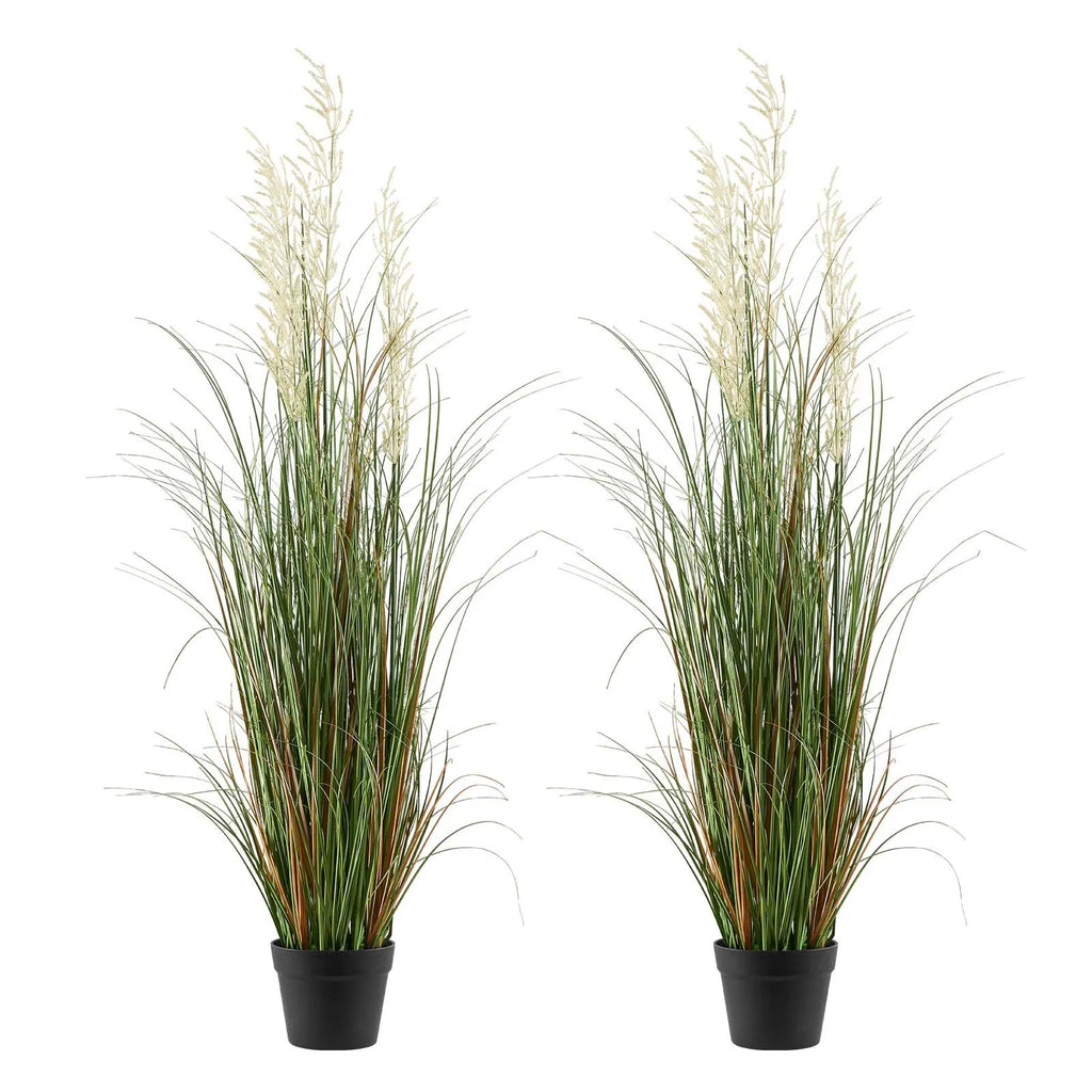 SS003 Artificial Grass Plant 2-Pack, 47" Reed Flower Grass in Pot, Premium PVC Faux Greenery for Indoor & Outdoor Home, Garden & Office Décor
