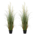 SS003 Artificial Grass Plant 2-Pack, 47" Reed Flower Grass in Pot, Premium PVC Faux Greenery for Indoor & Outdoor Home, Garden & Office Décor