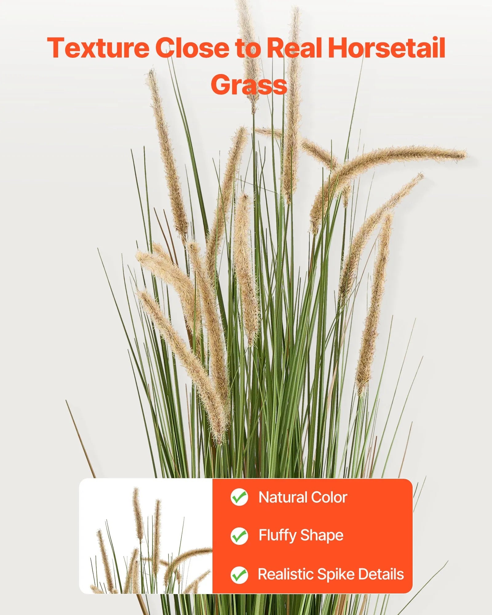 SS005 Artificial Grass Plant 2-Pack 59" Horsetail Reed Grass in Pot – Premium PVC Faux Indoor & Outdoor Decorative Greenery