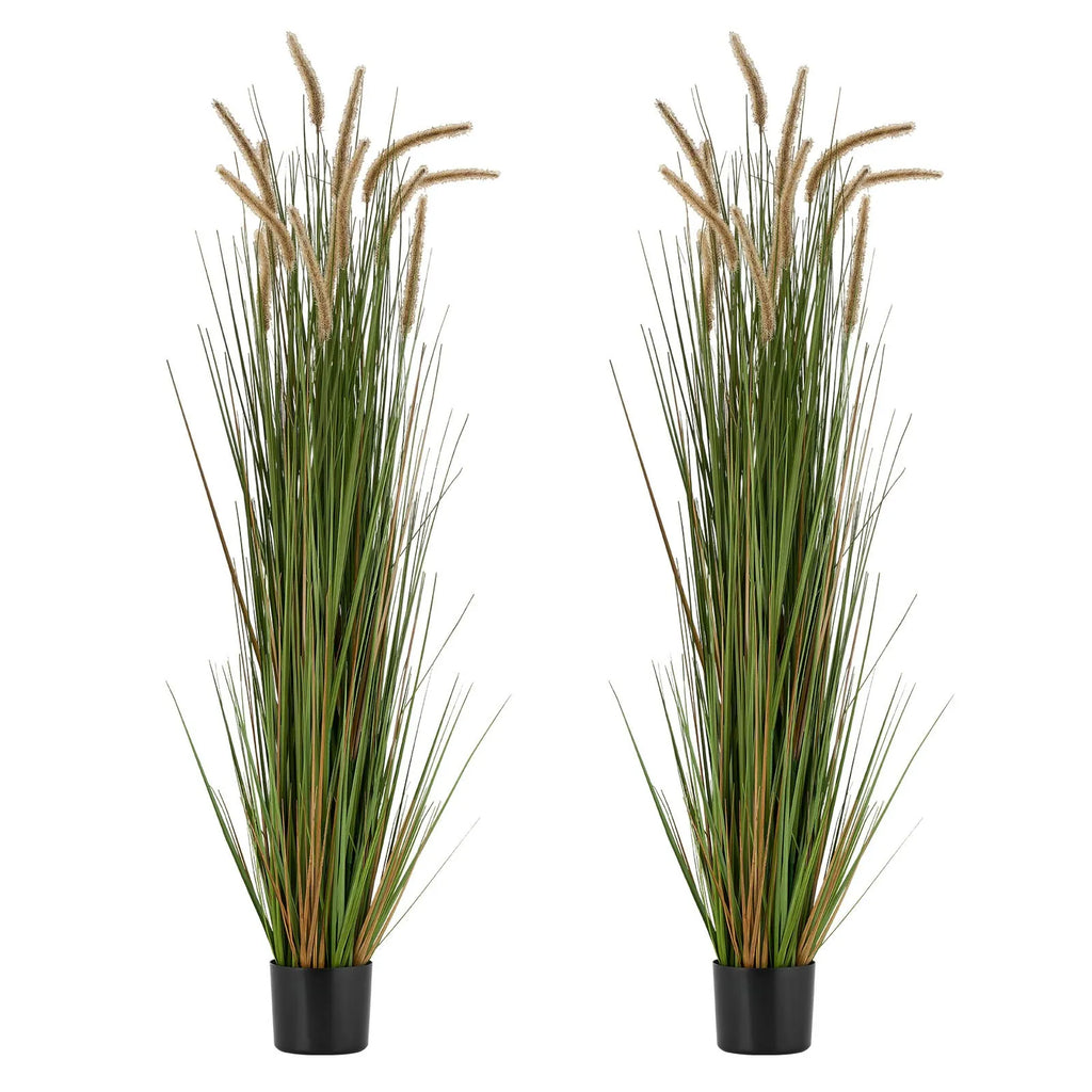 SS005 Artificial Grass Plant 2-Pack 59" Horsetail Reed Grass in Pot – Premium PVC Faux Indoor & Outdoor Decorative Greenery