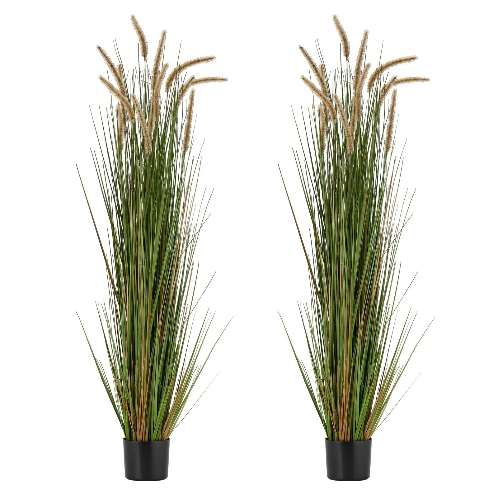SS005 Artificial Grass Plant 2-Pack 59" Horsetail Reed Grass in Pot – Premium PVC Faux Indoor & Outdoor Decorative Greenery