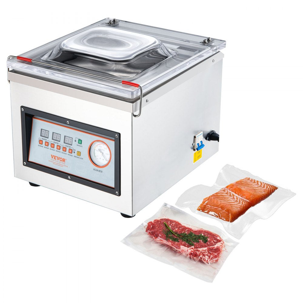DZ-260C-V1 Chamber Vacuum Sealer Machine 320W, 12.6" Seal Bar, -100KPa Commercial Food Vacuum Sealer