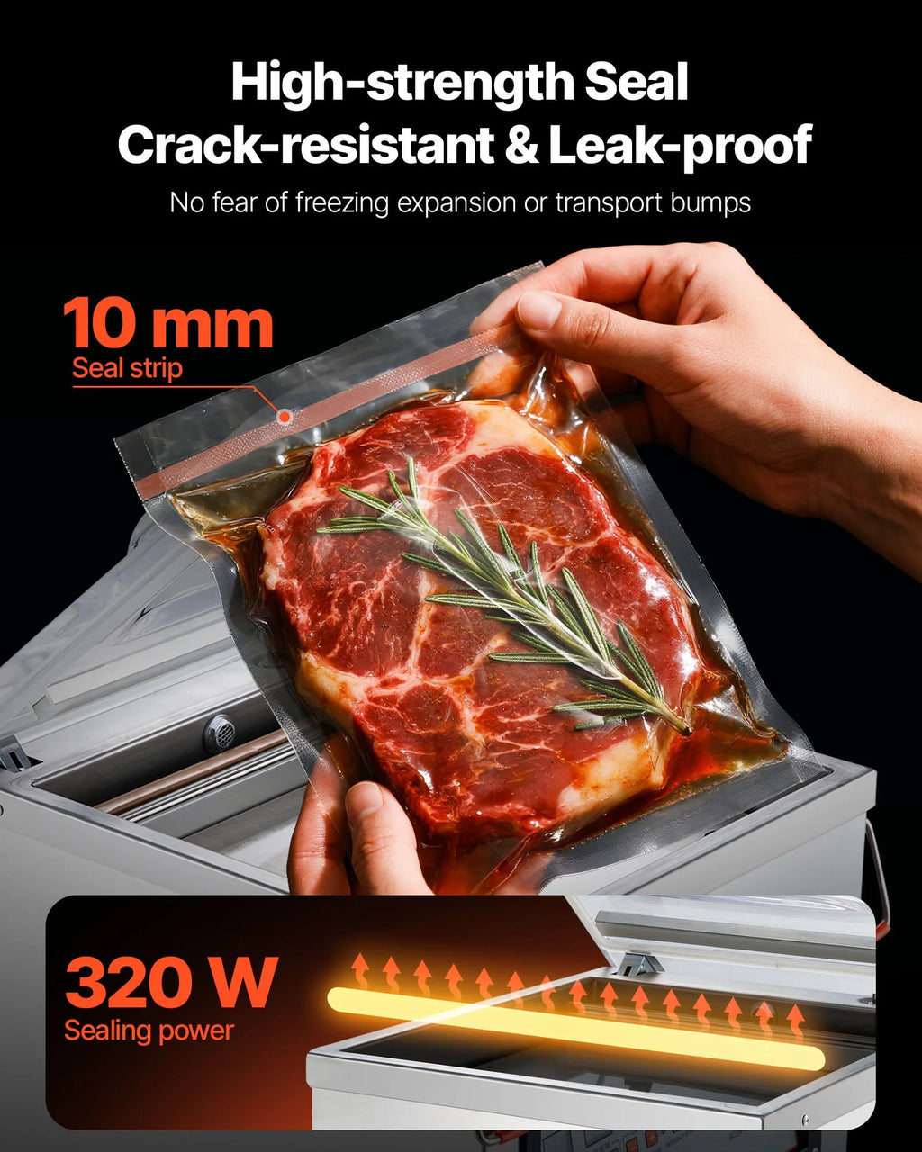 DZ-260C-V1 Chamber Vacuum Sealer Machine 320W, 12.6" Seal Bar, -100KPa Commercial Food Vacuum Sealer