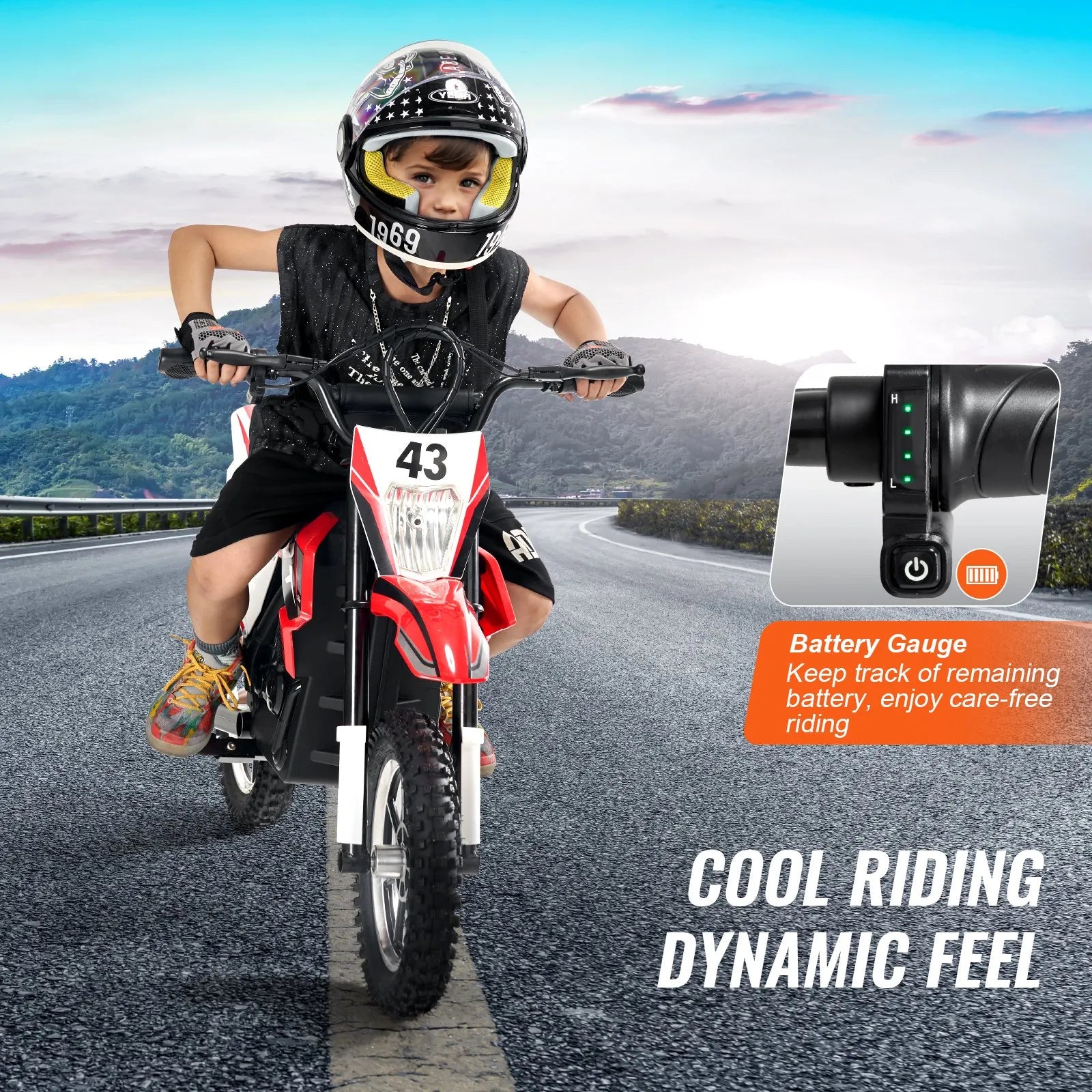 36V Kids Electric Ride-On Motorcycle, 15.5 MPH, Ages 14+