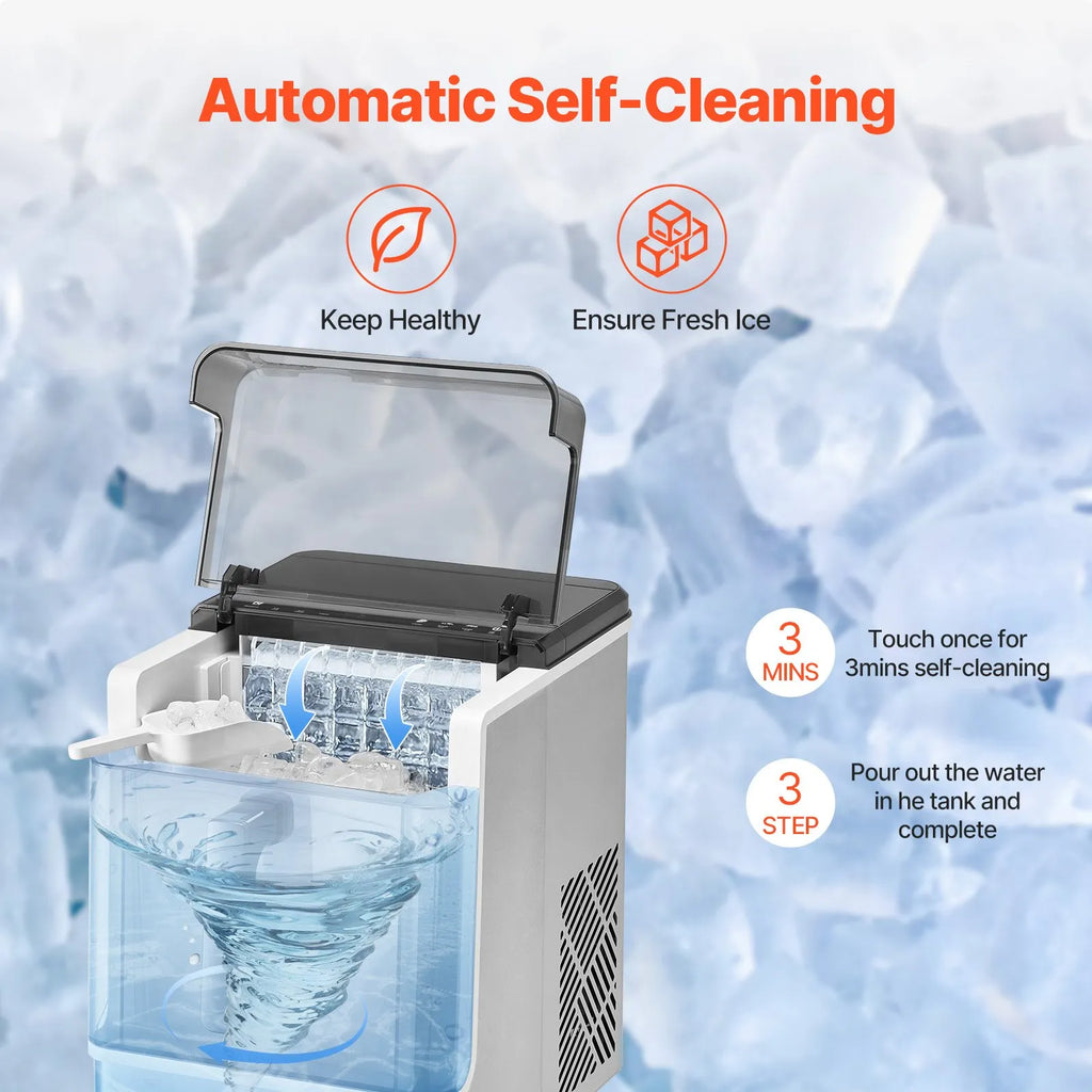 ICM2366 Countertop Ice Maker, 50 lbs/Day, 32 Ice Cubes in 15 Mins, 3 Ice Sizes, Self-Cleaning Portable Ice Machine