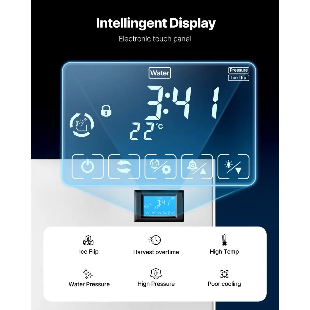 Commercial Ice Maker Machine 360 lbs/24H with 250 lbs Storage Bin, Stainless Steel, Self-Cleaning Touchscreen