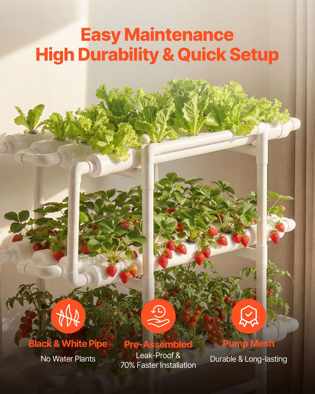 HX-108S 3-Tier 108-Site Hydroponic Growing System with Timed Irrigation