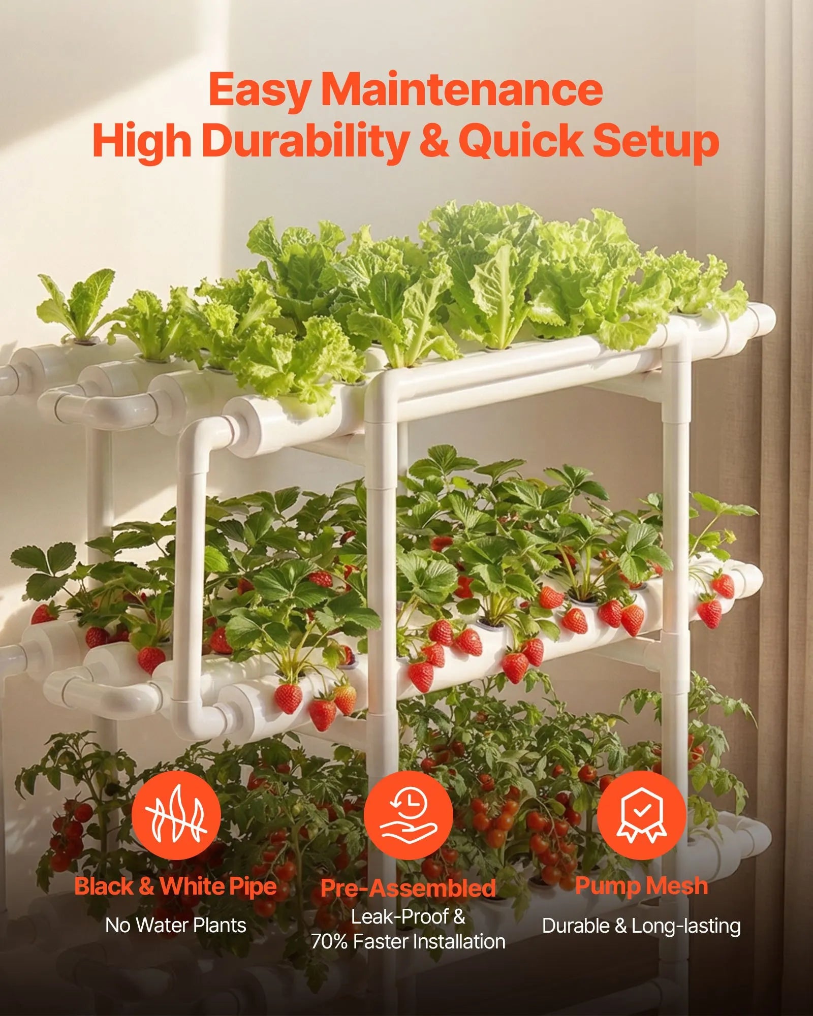 HX-108S 3-Tier 108-Site Hydroponic Growing System with Timed Irrigation