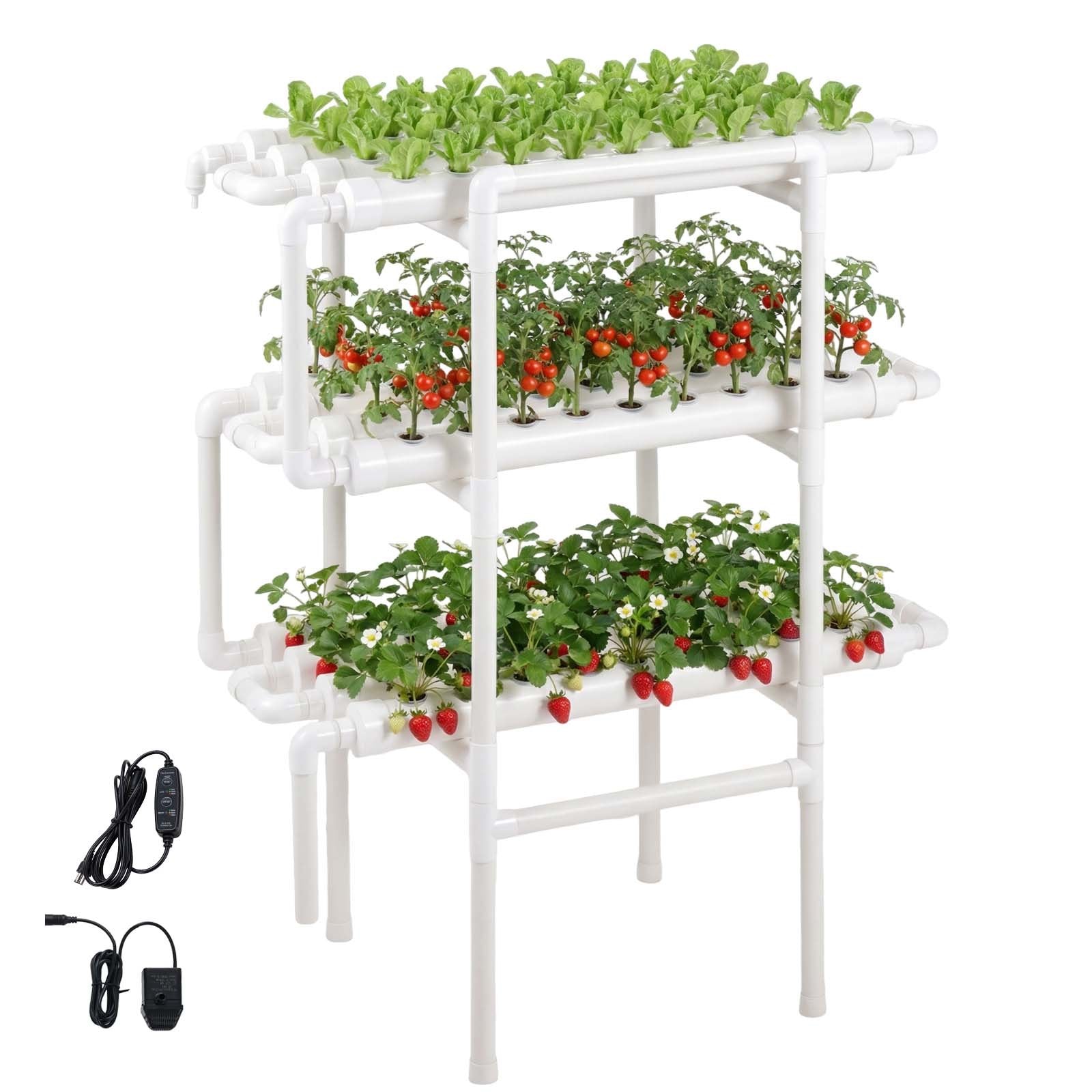 HX-108S 3-Tier 108-Site Hydroponic Growing System with Timed Irrigation
