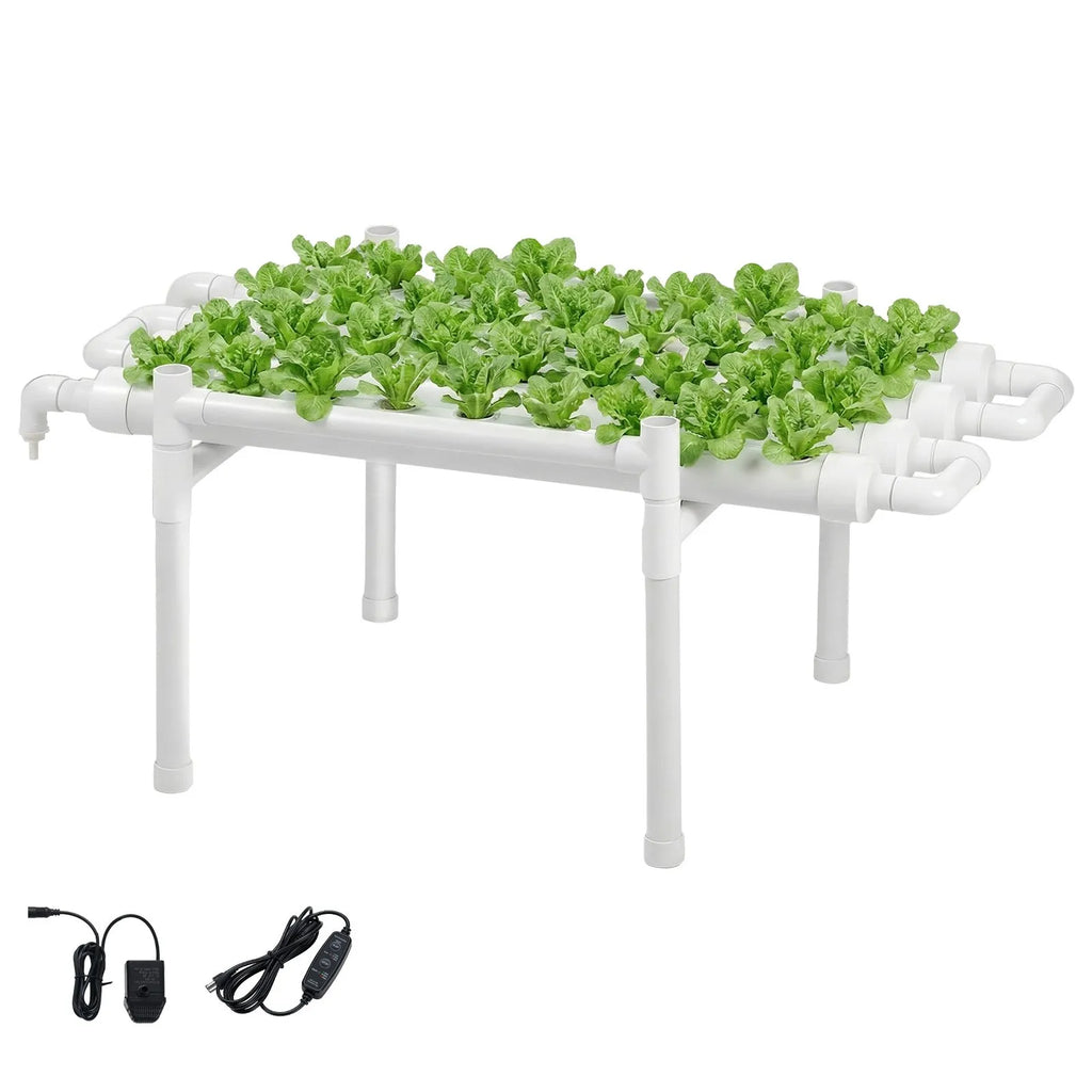 HX-36S Hydroponics Growing System Kit – 36-Site 1-Tier UPVC NFT Grow Kit with Timer